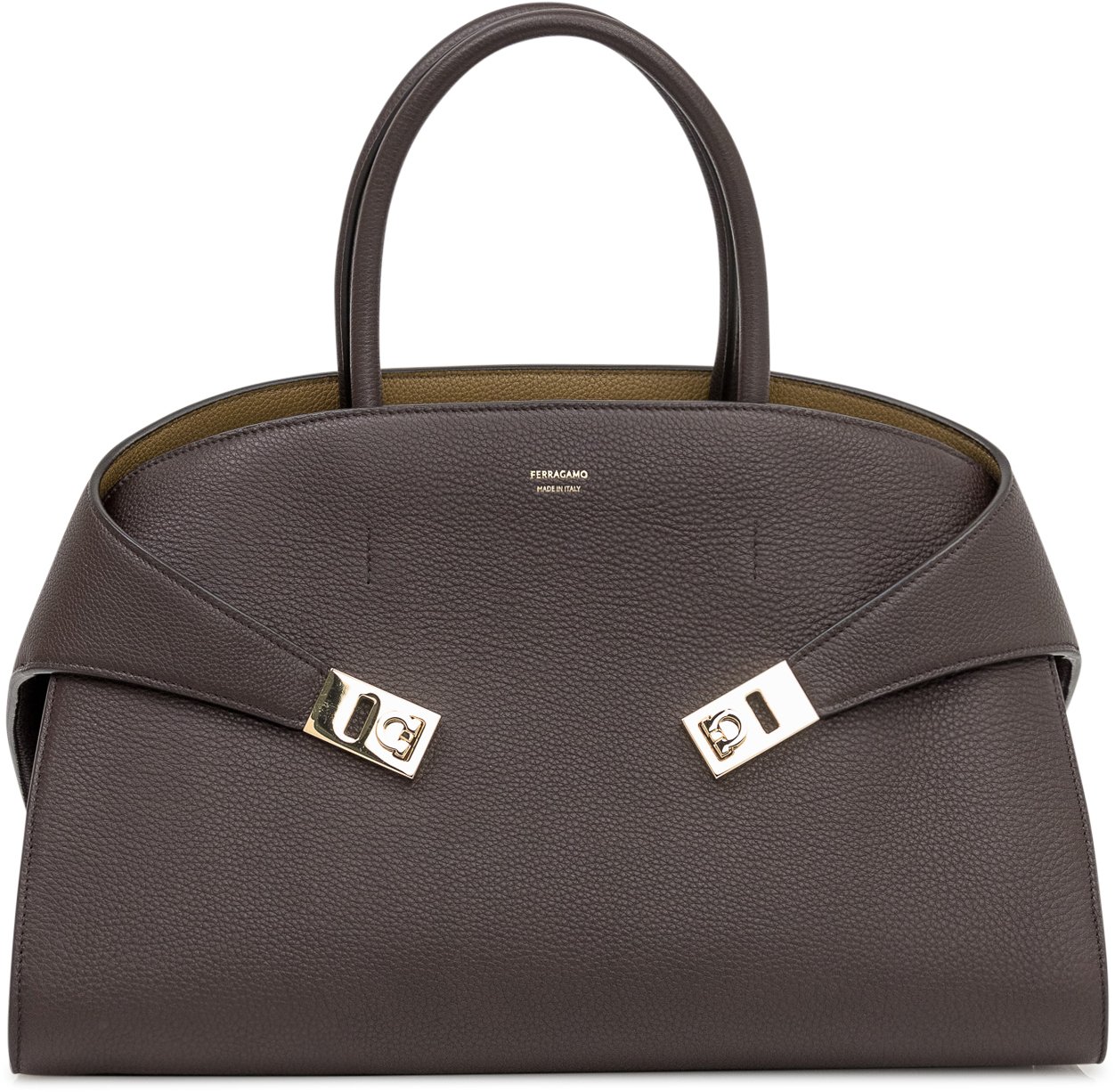 Ferragamo Ferragamo Borsa a Mano in Pelle Marrone Bruin