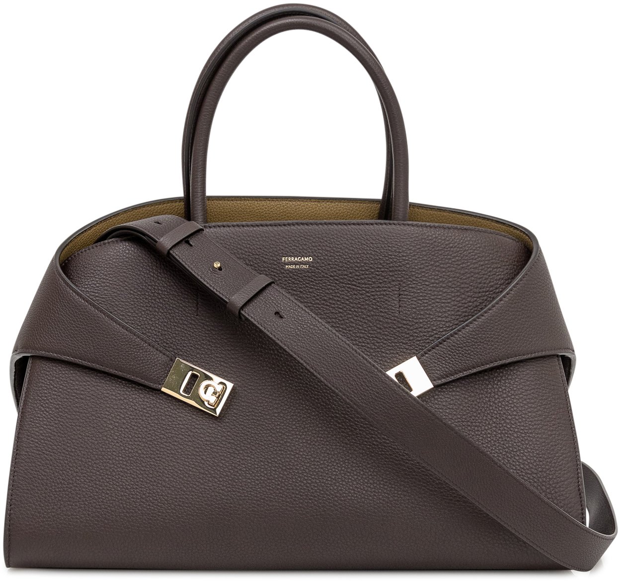 Ferragamo Ferragamo Borsa a Mano in Pelle Marrone Bruin