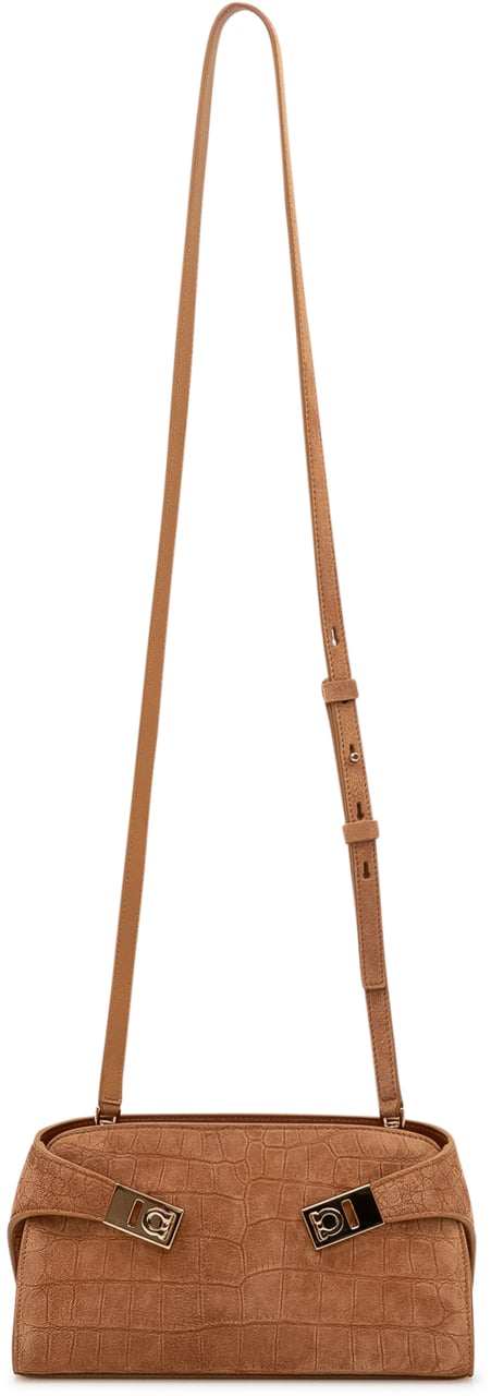 Ferragamo Borsa a Spalla Strutturata con Dettagli Metallici Beige