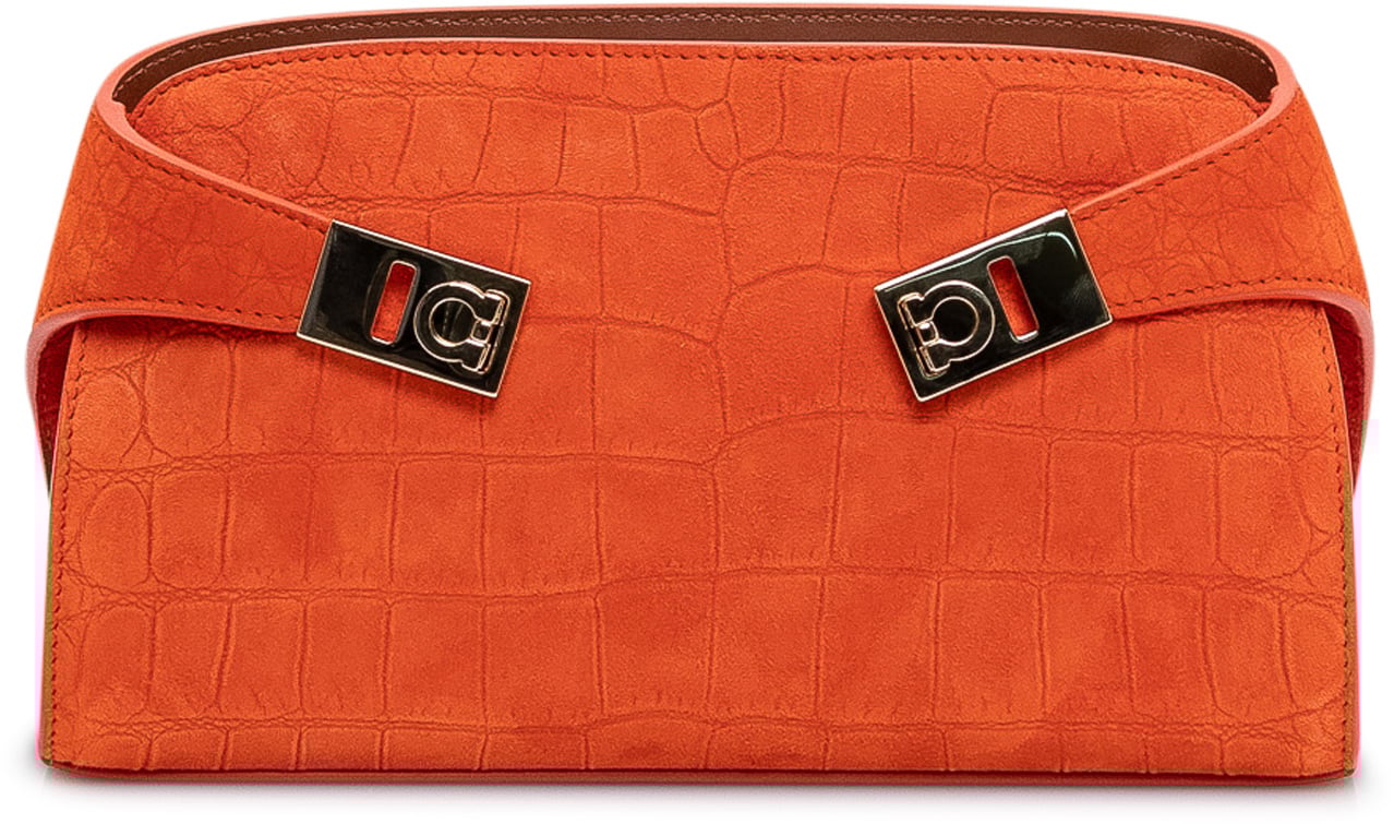 Ferragamo Borsa a Spalla con Manico e Fibbie Frontali Oranje