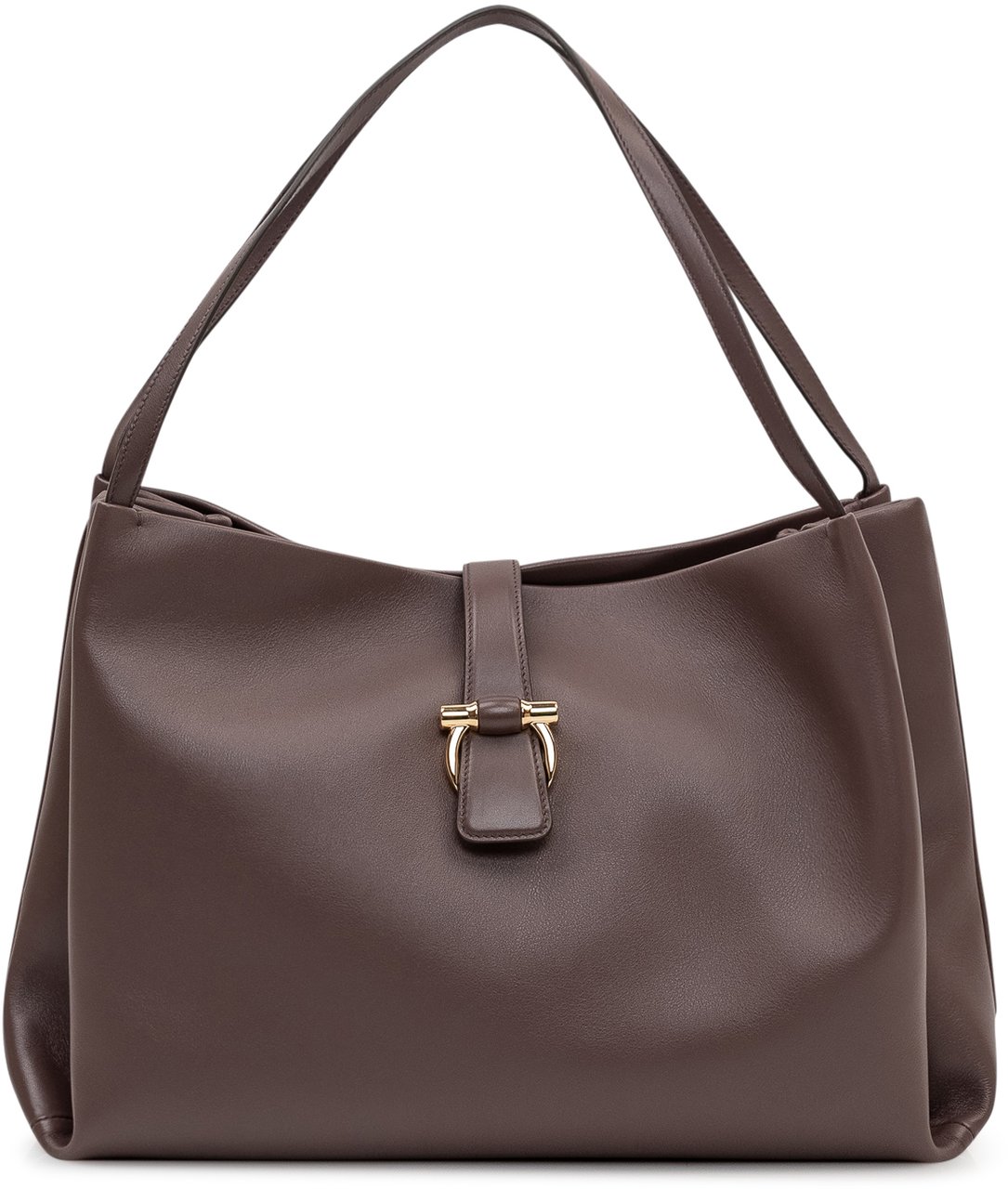 Ferragamo Borsa Tote Media in Pelle Bruin