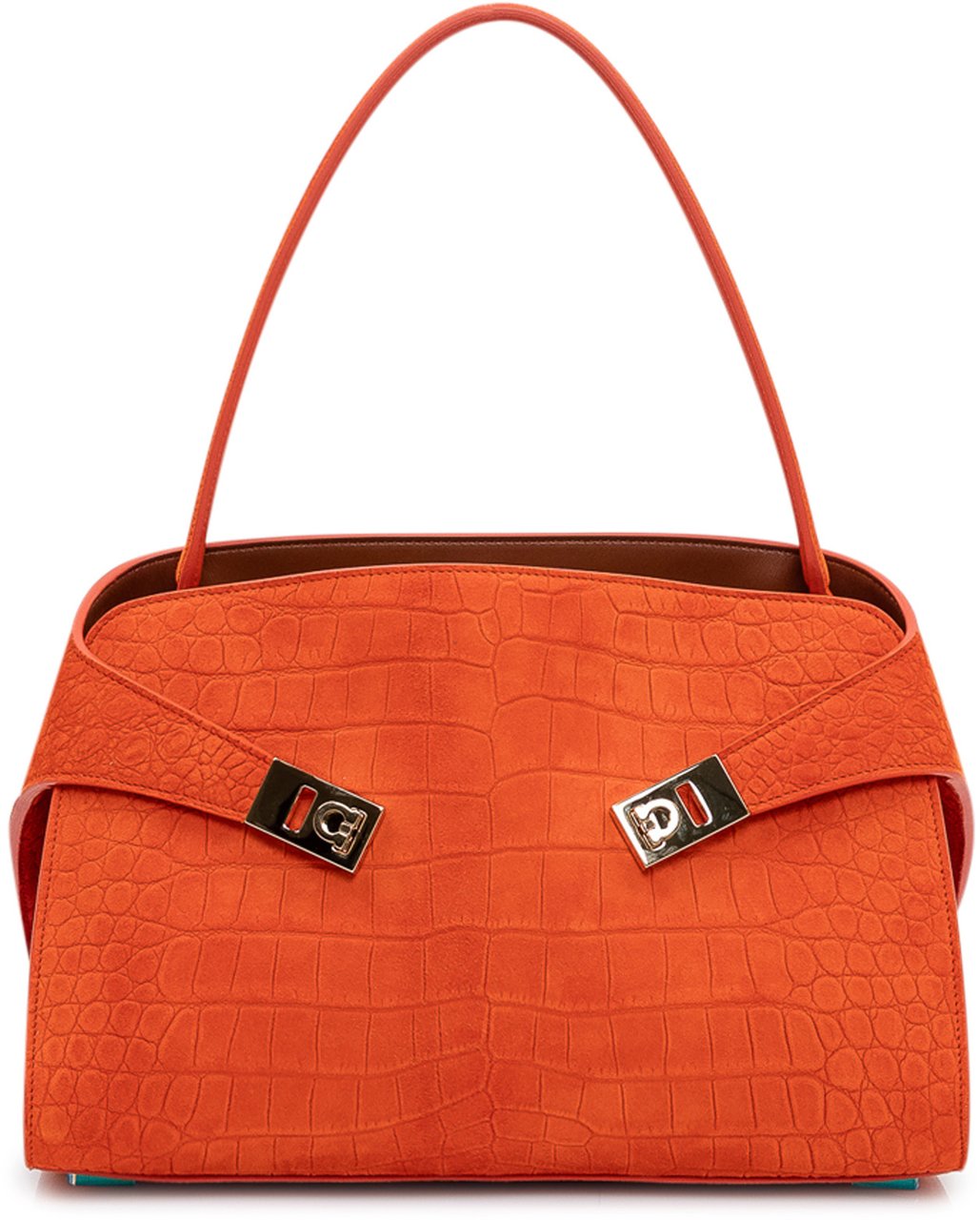 Ferragamo Borsa a Spalla con Manico e Fibbie Frontali Oranje