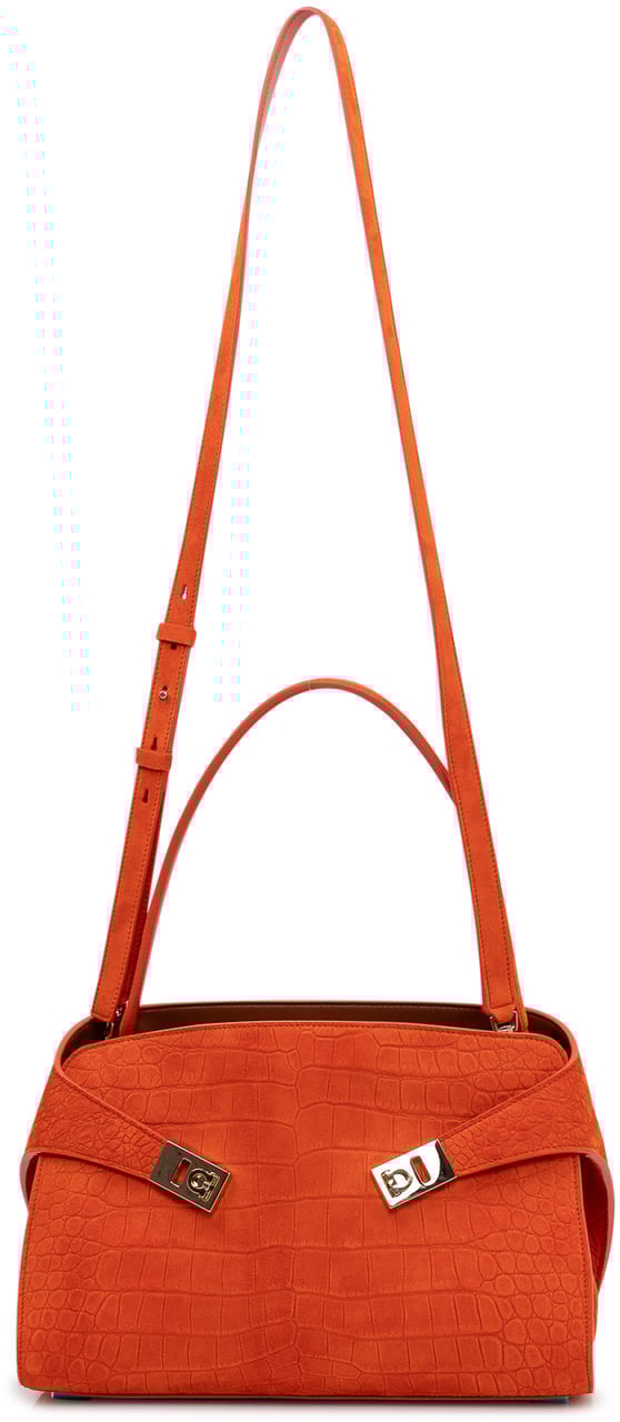 Ferragamo Borsa a Spalla con Manico e Fibbie Frontali Oranje
