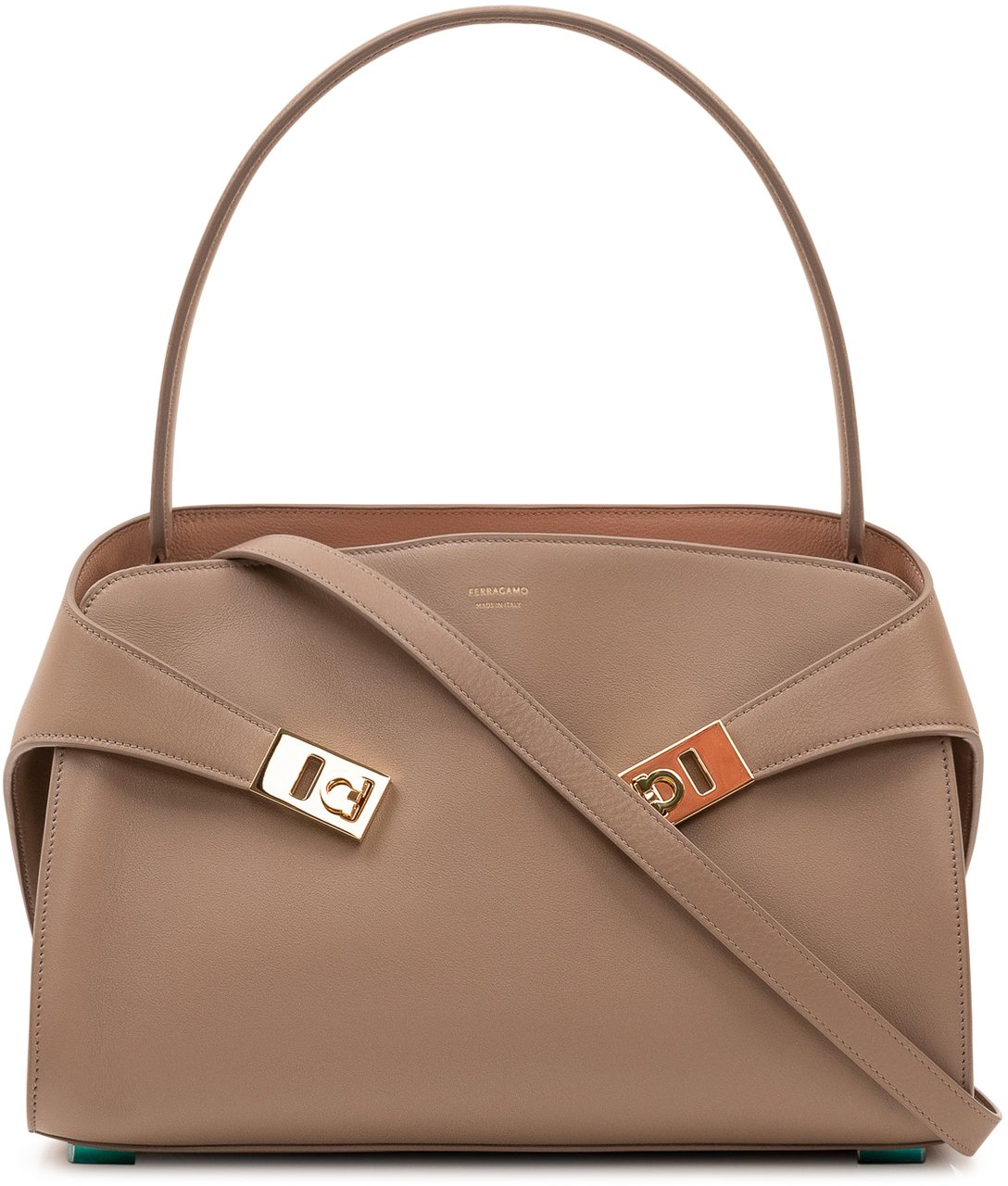 Ferragamo Borsa Hug a Spalla con Manico Taupe