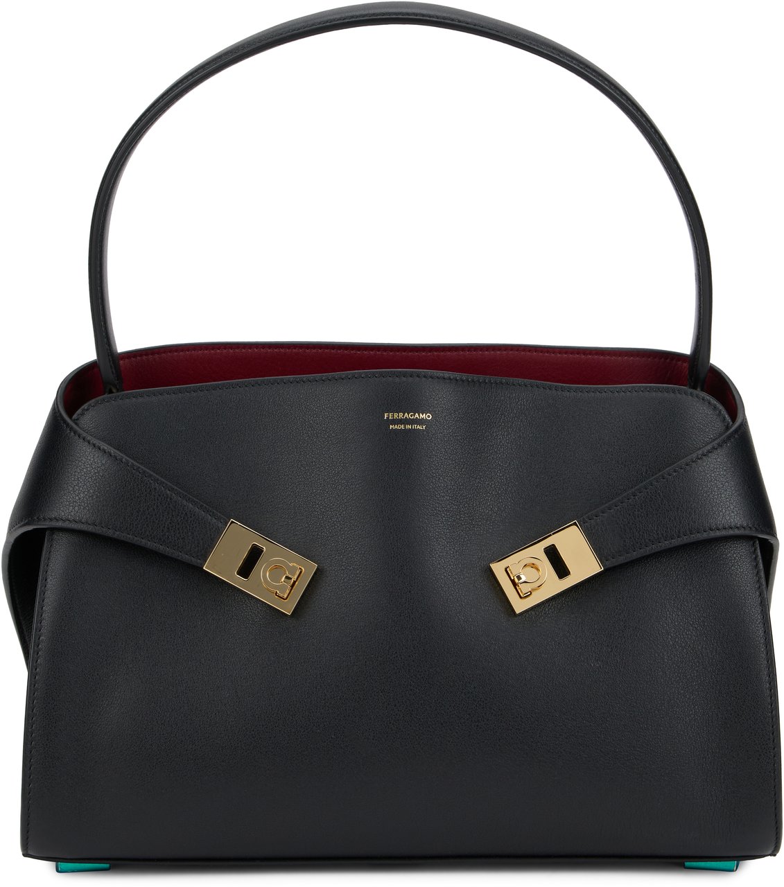 Ferragamo Hug M shoulder bag in leather Zwart