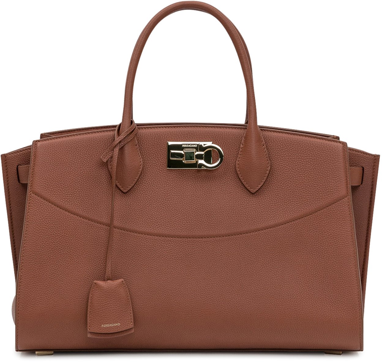 Ferragamo Borsa Ferragamo in pelle martellata cuoio Bruin