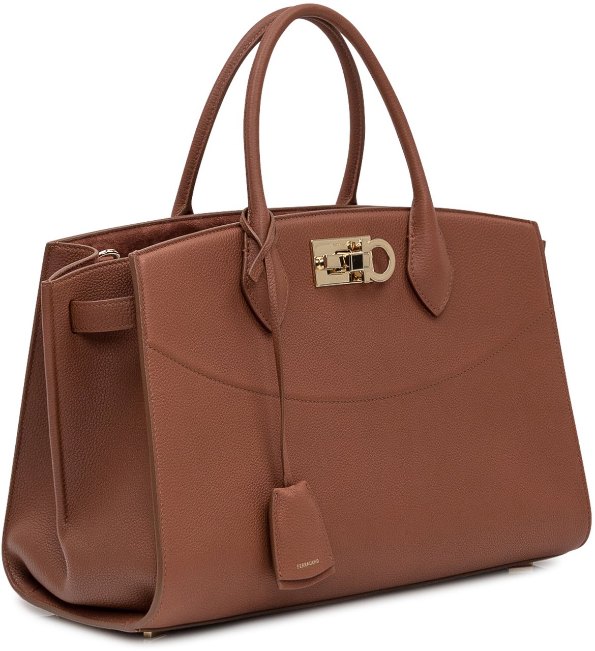 Ferragamo Borsa Ferragamo in pelle martellata cuoio Bruin