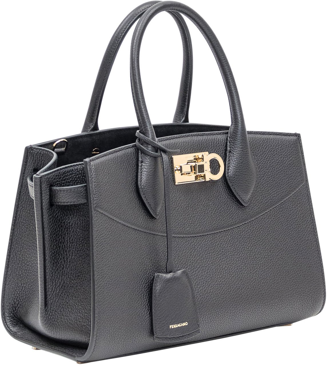 Ferragamo Borsa Ferragamo in pelle martellata nera Zwart