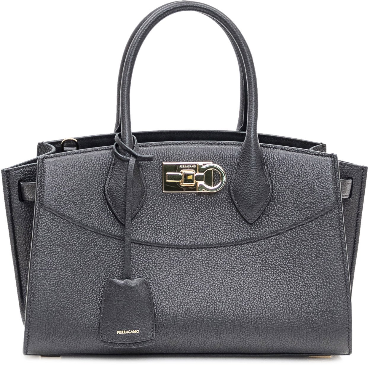 Ferragamo Borsa Ferragamo in pelle martellata nera Zwart