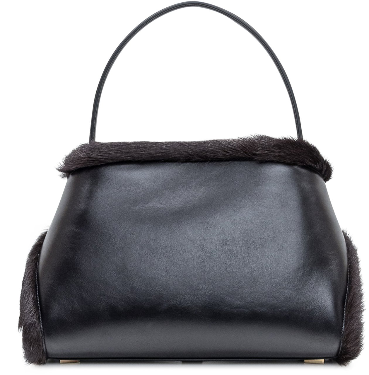 Ferragamo Ferragamo Borsa Hug in Pelle e Pelliccia Nera Zwart