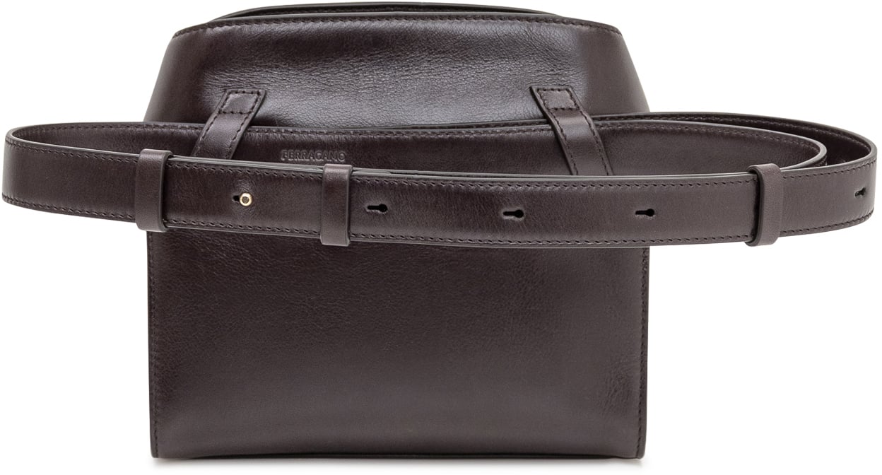 Ferragamo Ferragamo Borsa a Mano in Pelle Marrone con Fibbia Oro Bruin