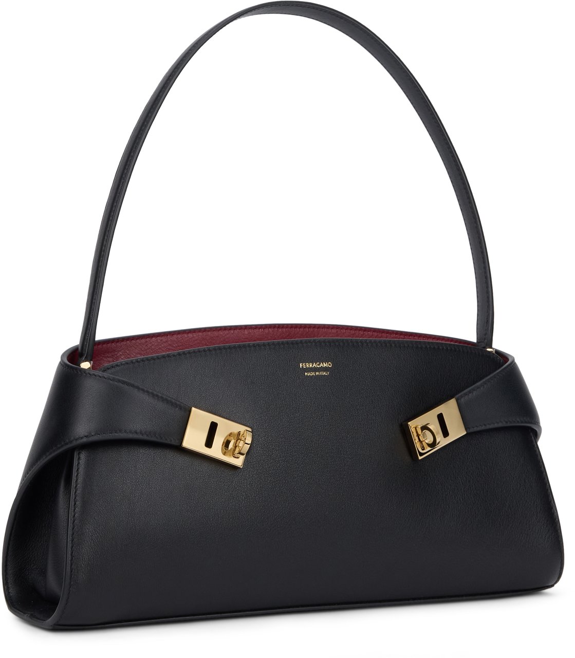 Ferragamo Hug East-West shoulder bag in leather Zwart
