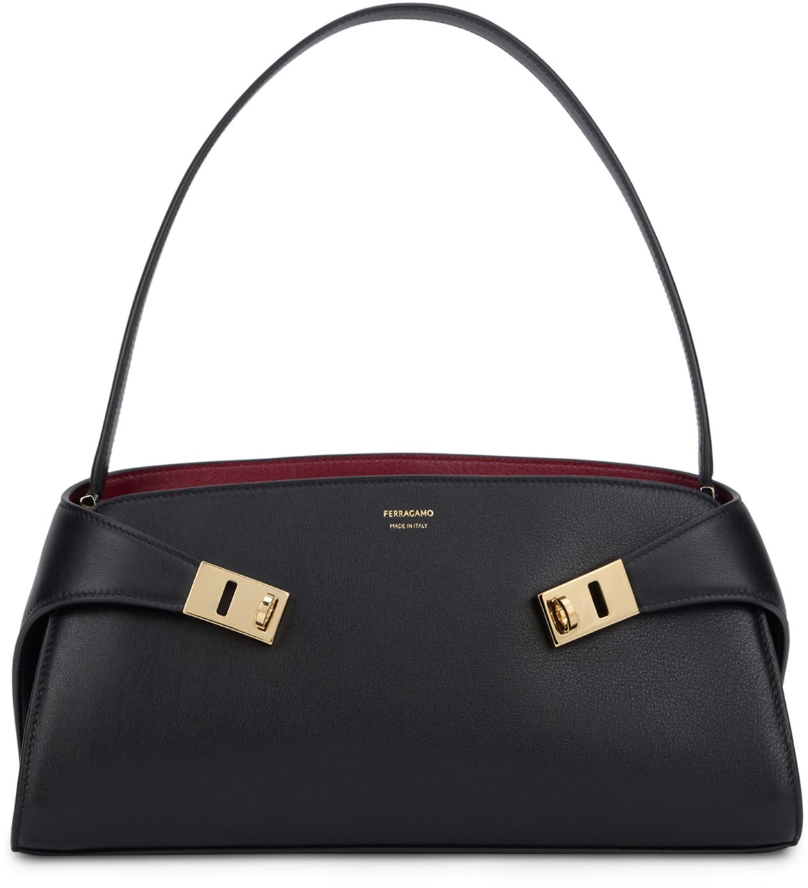 Ferragamo Hug East-West shoulder bag in leather Zwart