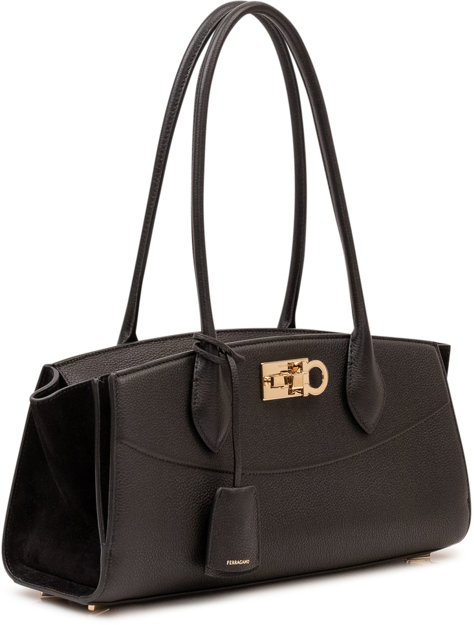 Ferragamo Borsa ST Soft Est Ovest con Doppi Manici Zwart