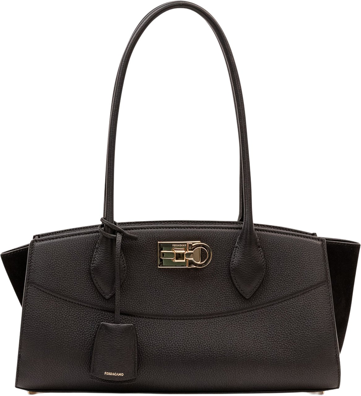 Ferragamo Borsa ST Soft Est Ovest con Doppi Manici Zwart