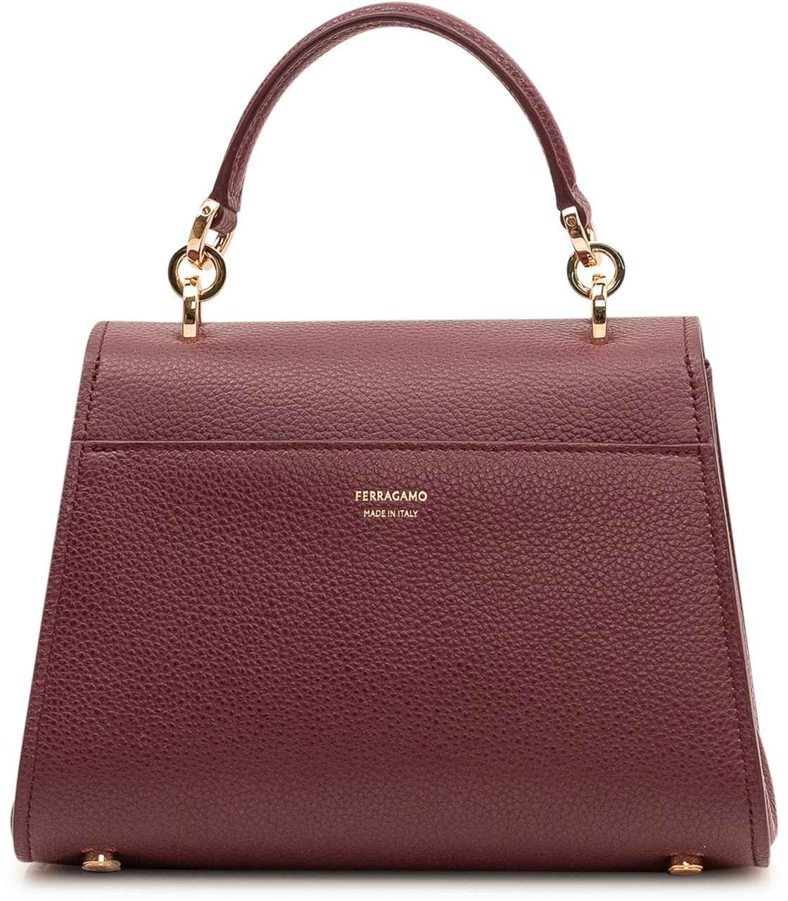 Ferragamo Borsa a Mano con Patta e Chiusura Logo Maroon