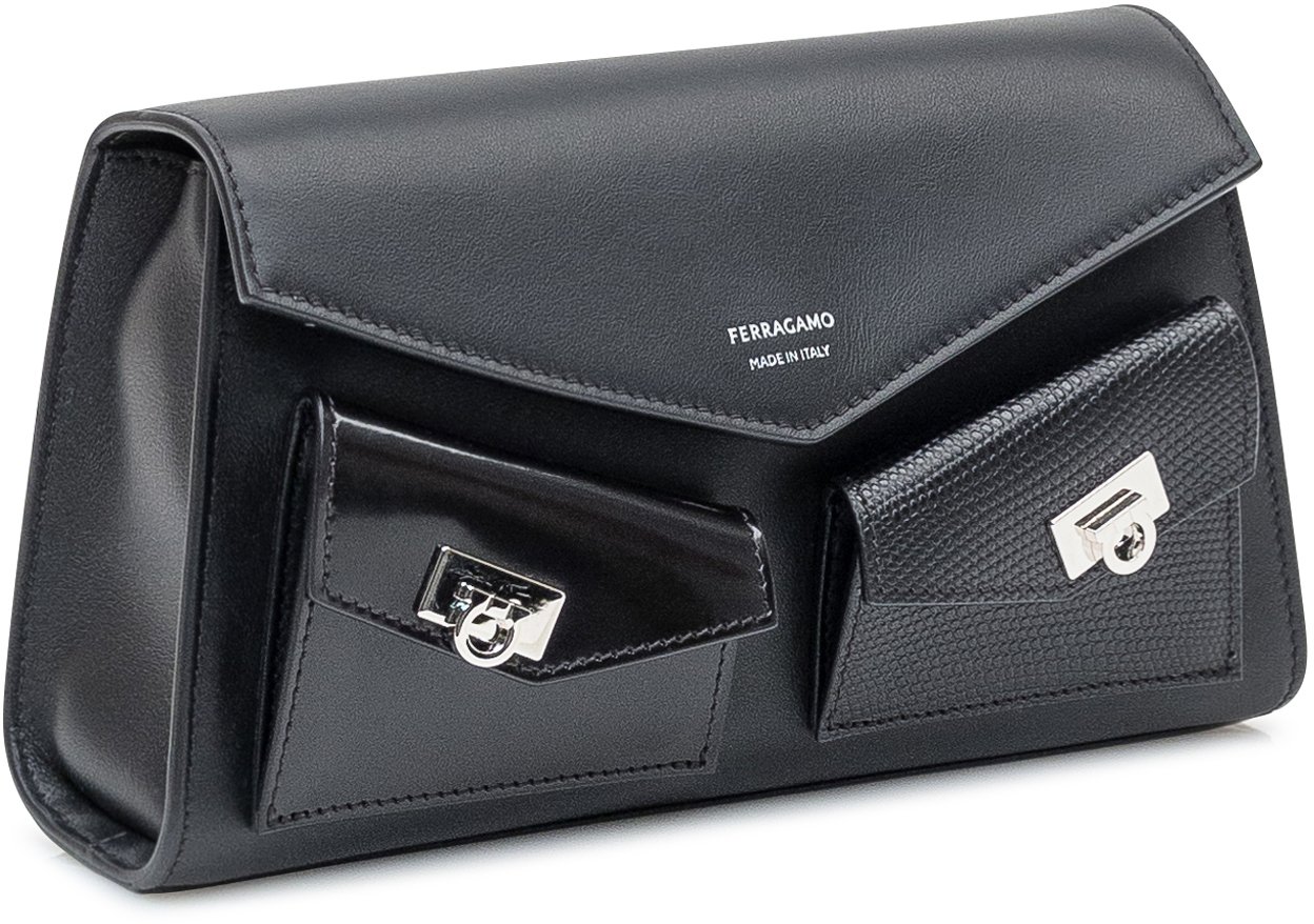 Ferragamo Borsa nera Ferragamo in pelle con tasche Zwart
