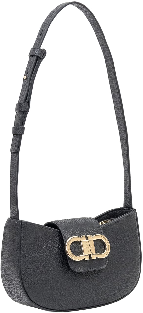 Ferragamo Borsa a Spalla con Chiusura Metallica Zwart