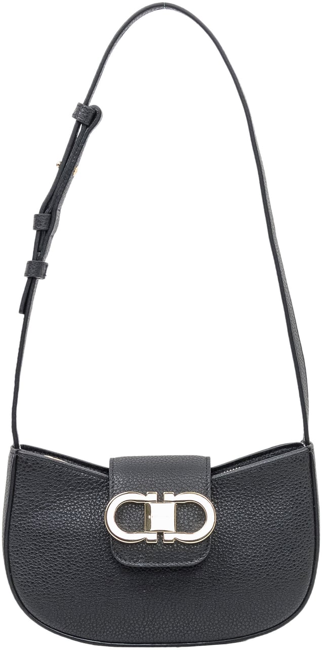 Ferragamo Borsa a Spalla con Chiusura Metallica Zwart