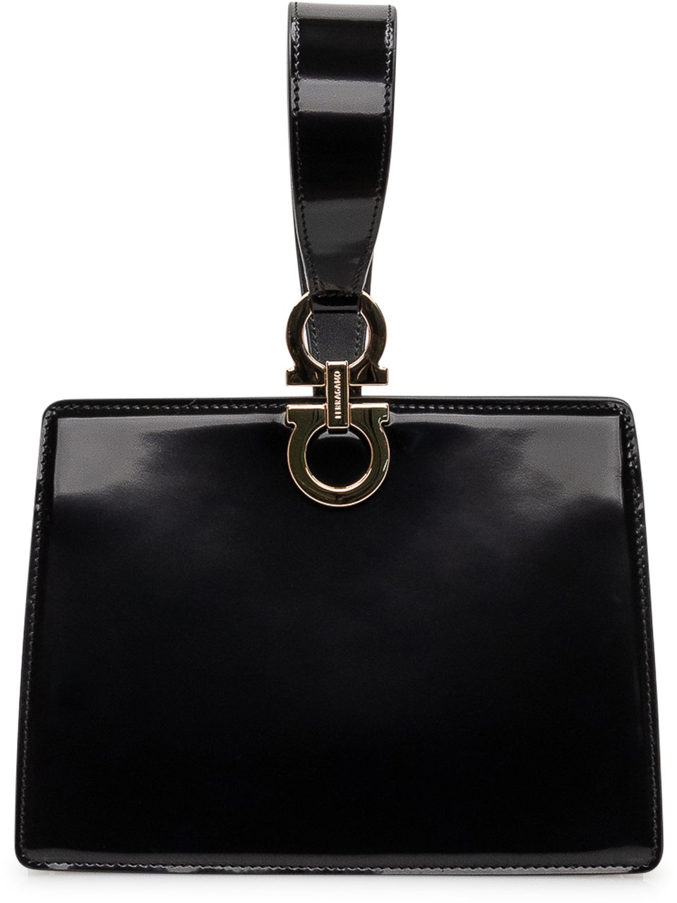 Ferragamo Pochette in Pelle con Gancio Metallico Zwart