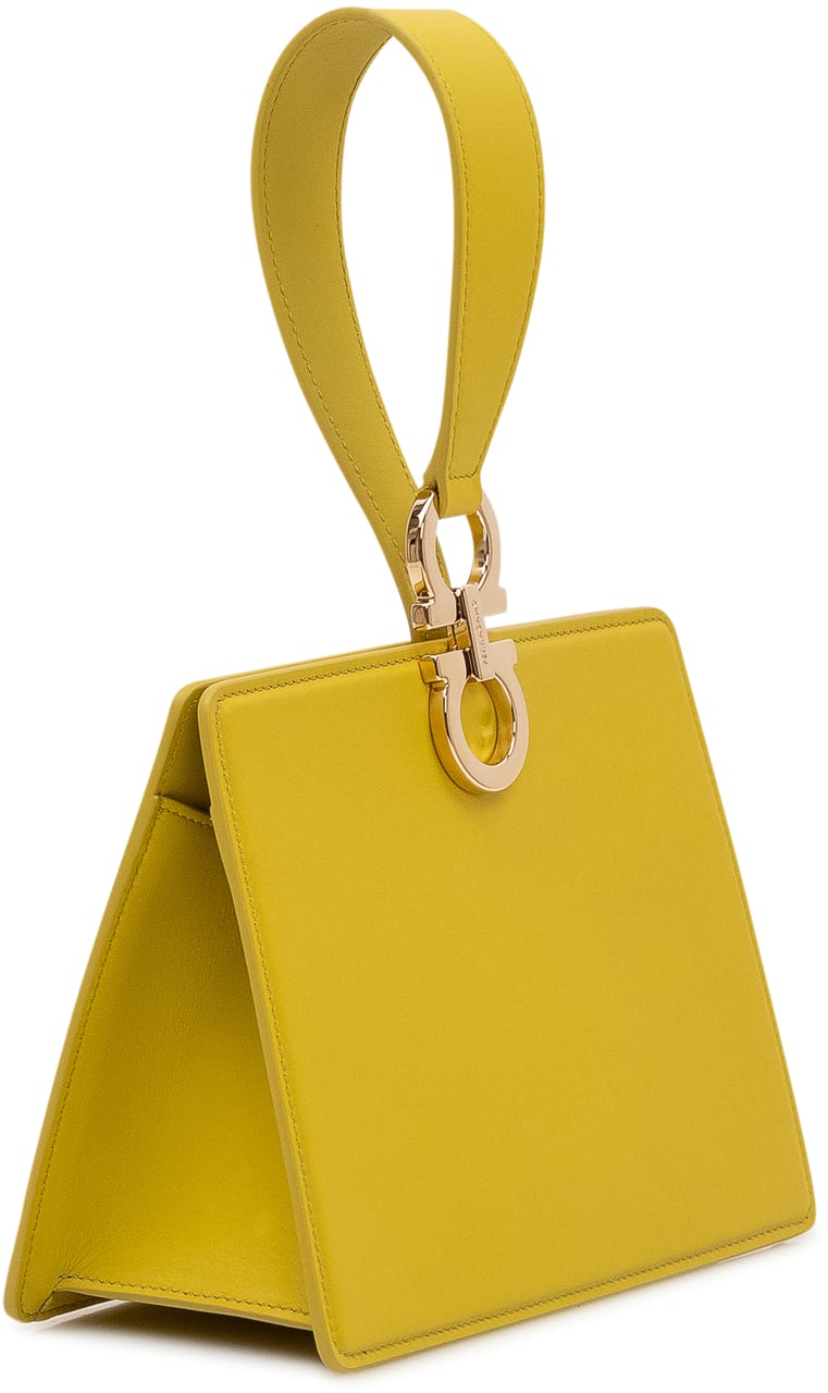 Ferragamo Clutch con Manico da Polso e Dettaglio Metallico Geel