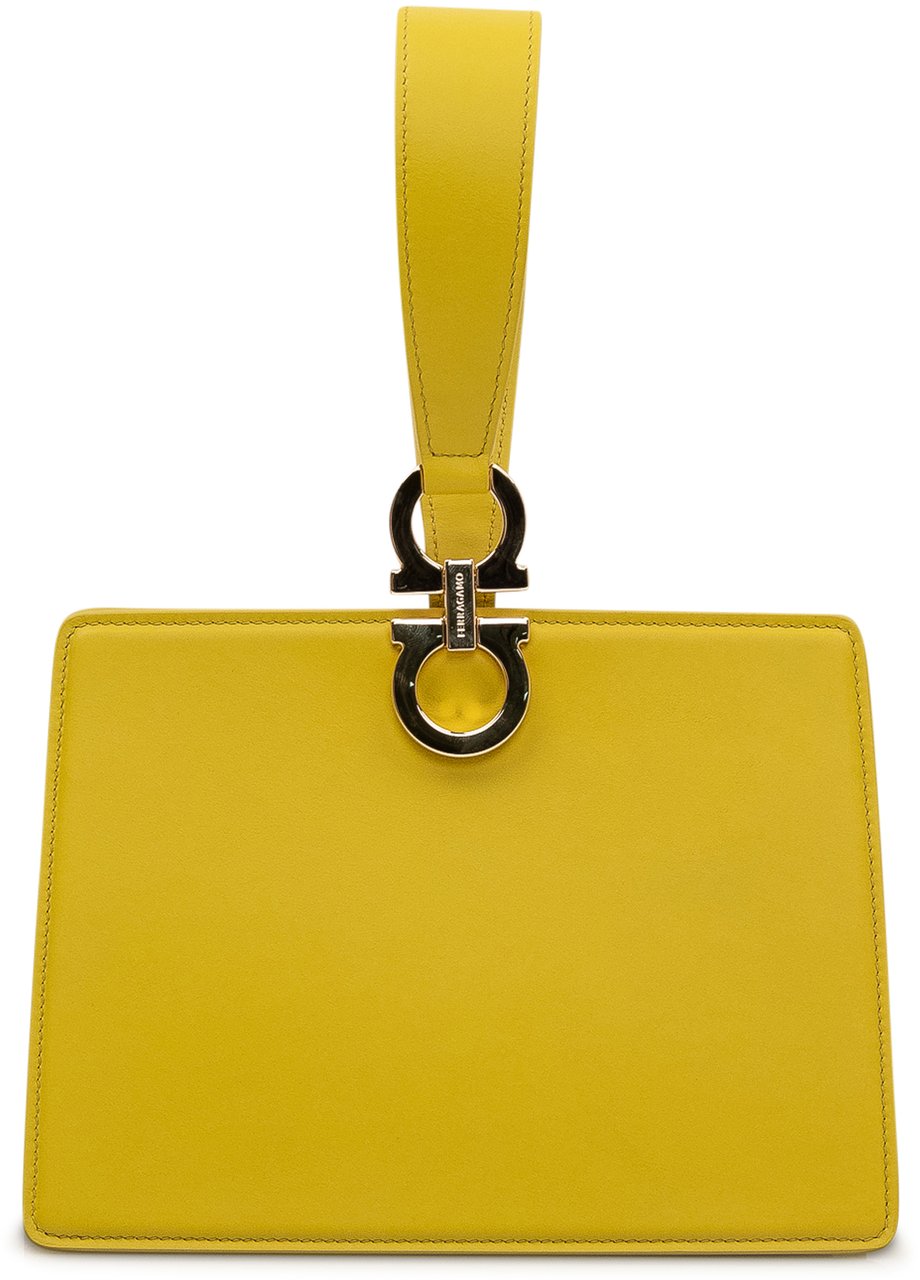 Ferragamo Clutch con Manico da Polso e Dettaglio Metallico Geel