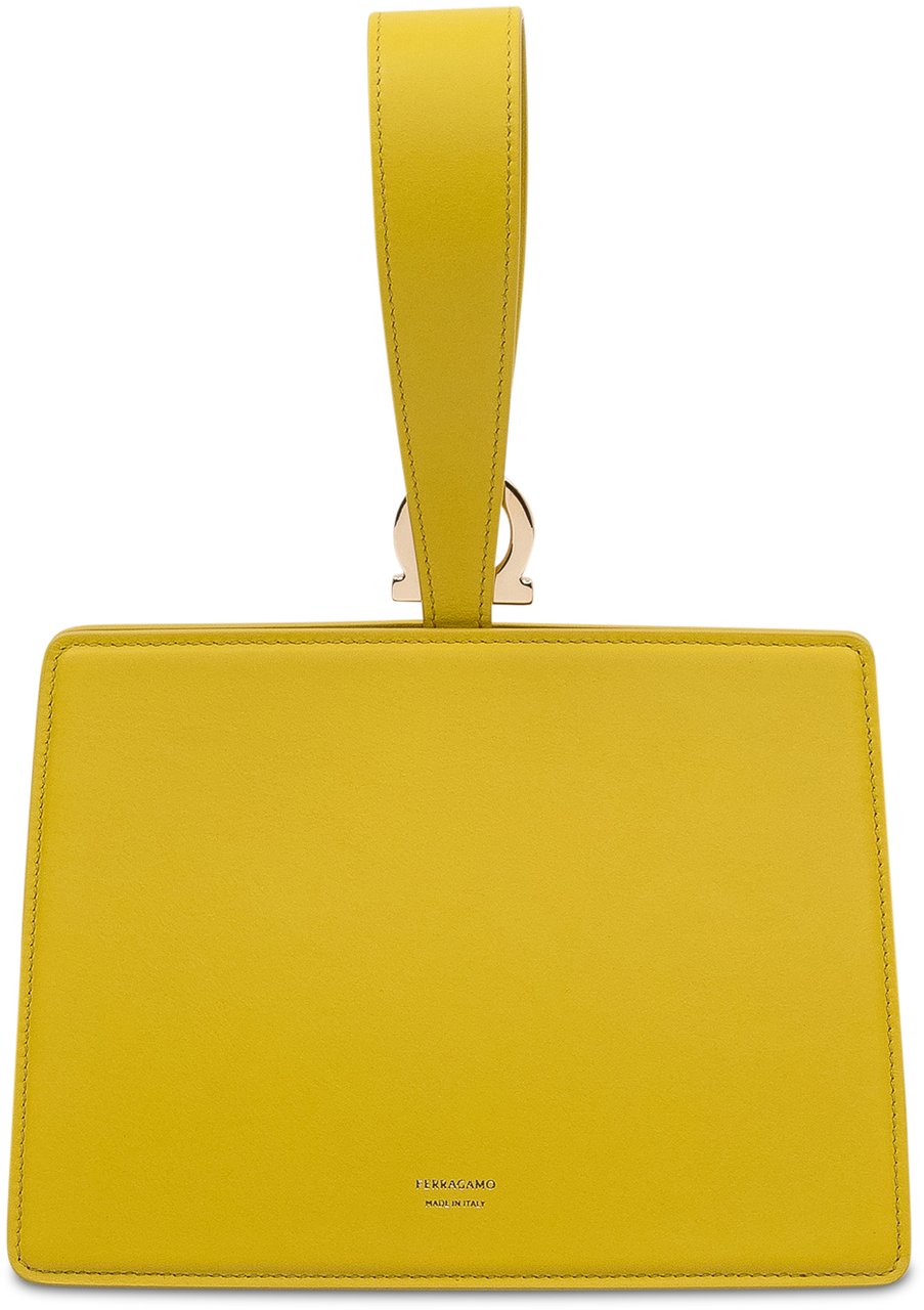 Ferragamo Clutch con Manico da Polso e Dettaglio Metallico Geel