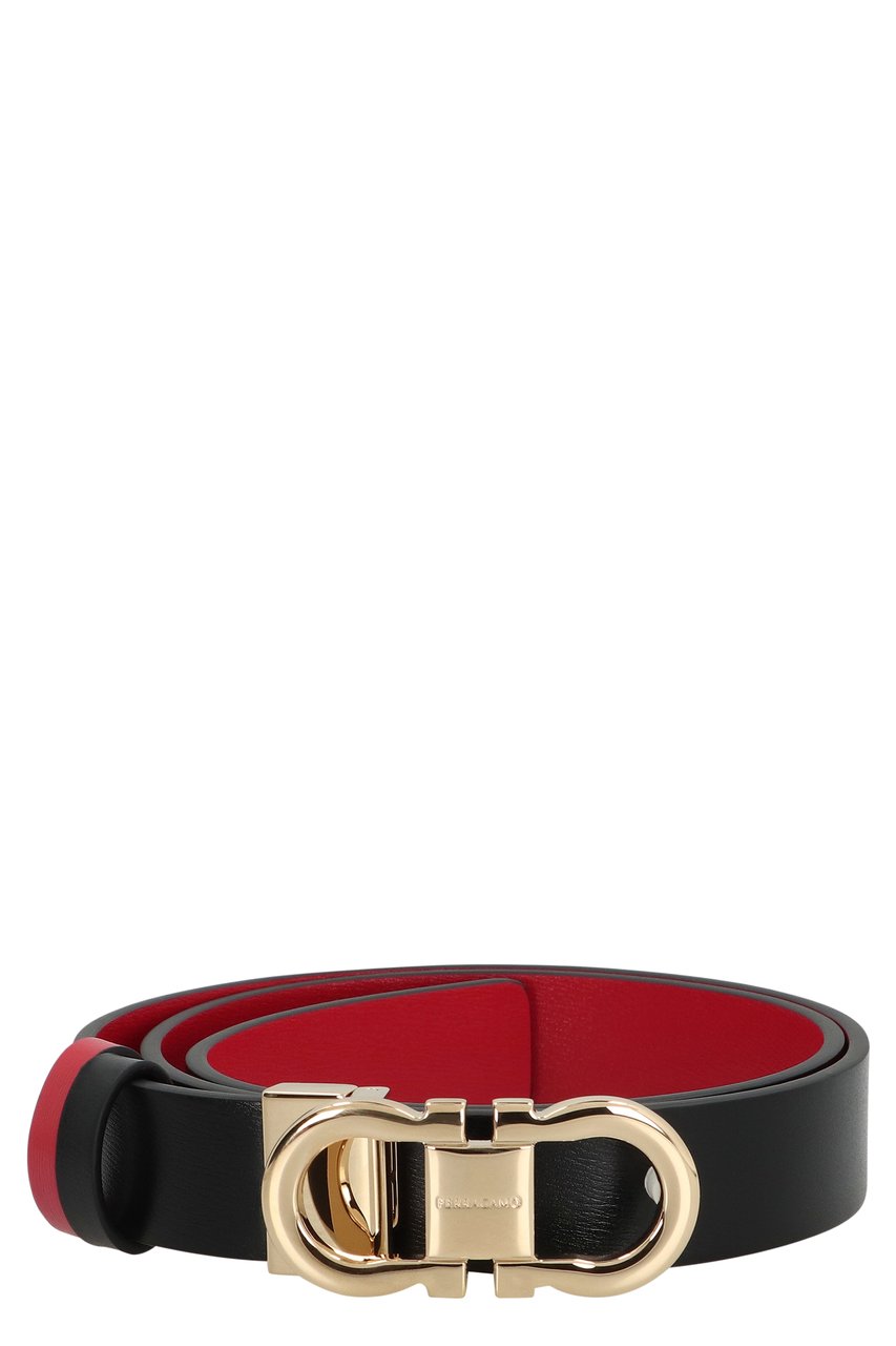 Ferragamo Gancini Reversible leather belt Zwart