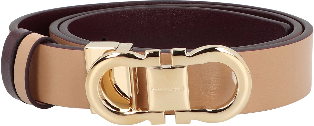 Ferragamo Gancini Reversible leather belt Beige