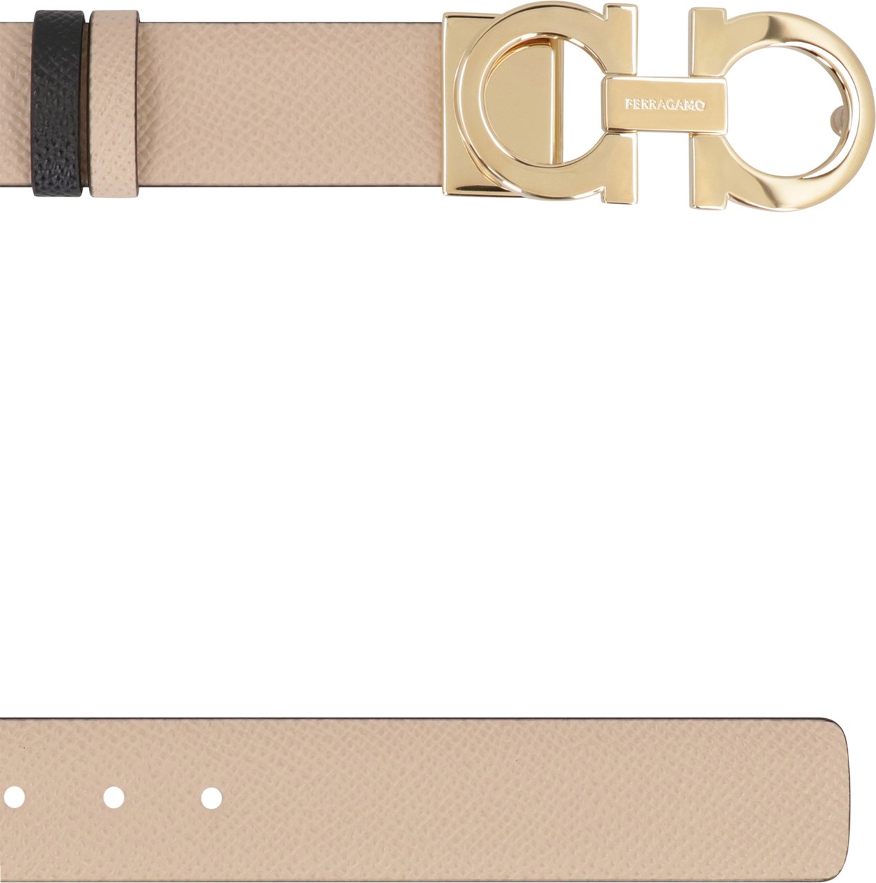 Ferragamo Gancini Reversible leather belt Zwart