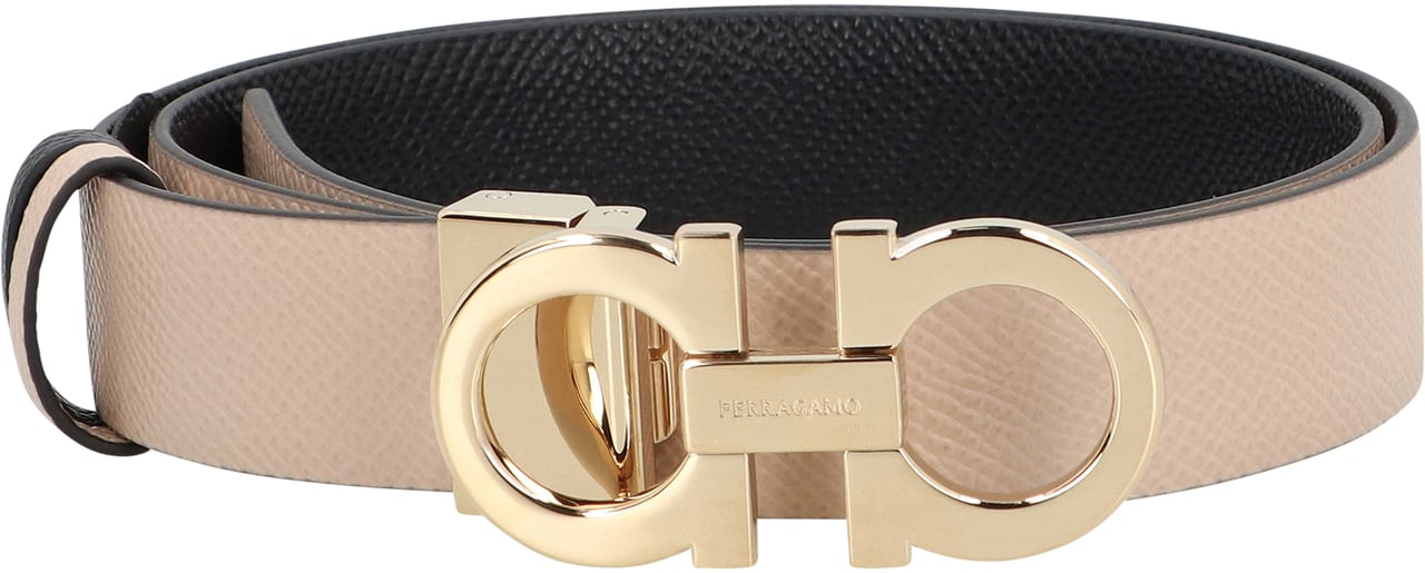 Ferragamo Gancini Reversible leather belt Zwart