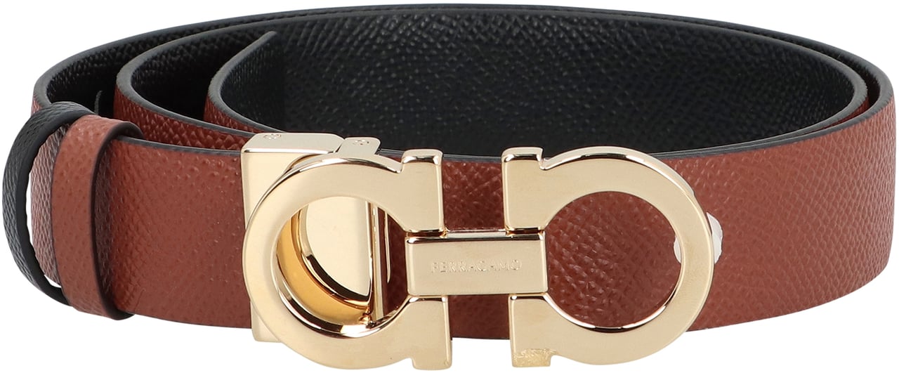 Ferragamo Gancini Reversible leather belt Bruin