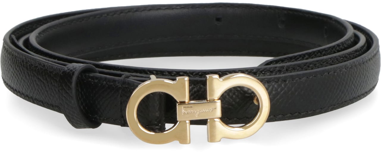 Ferragamo Gancini leather belt Zwart