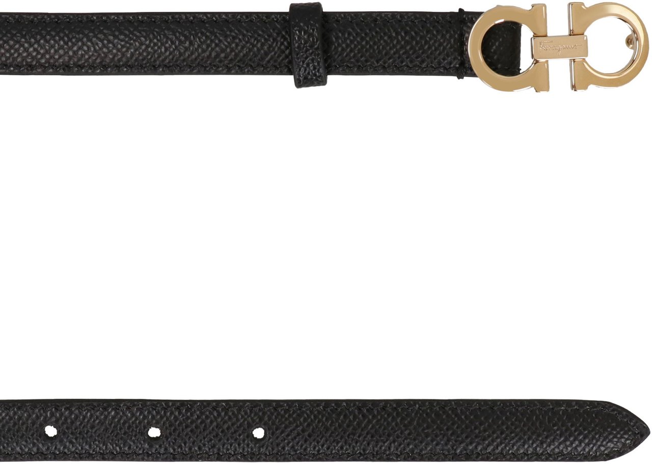 Ferragamo Gancini leather belt Zwart