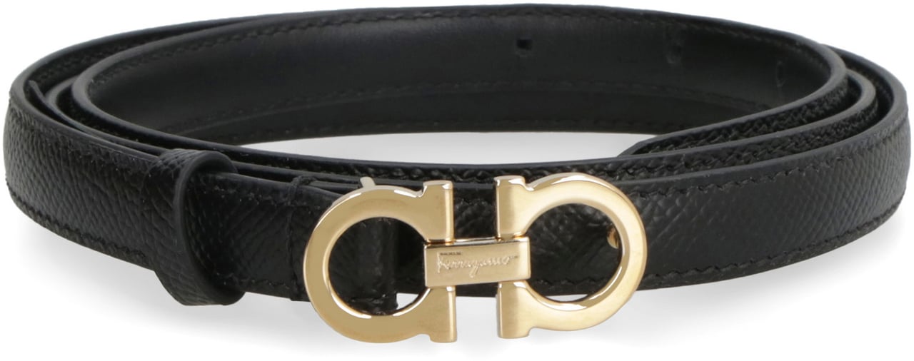 Ferragamo Gancini leather belt Zwart