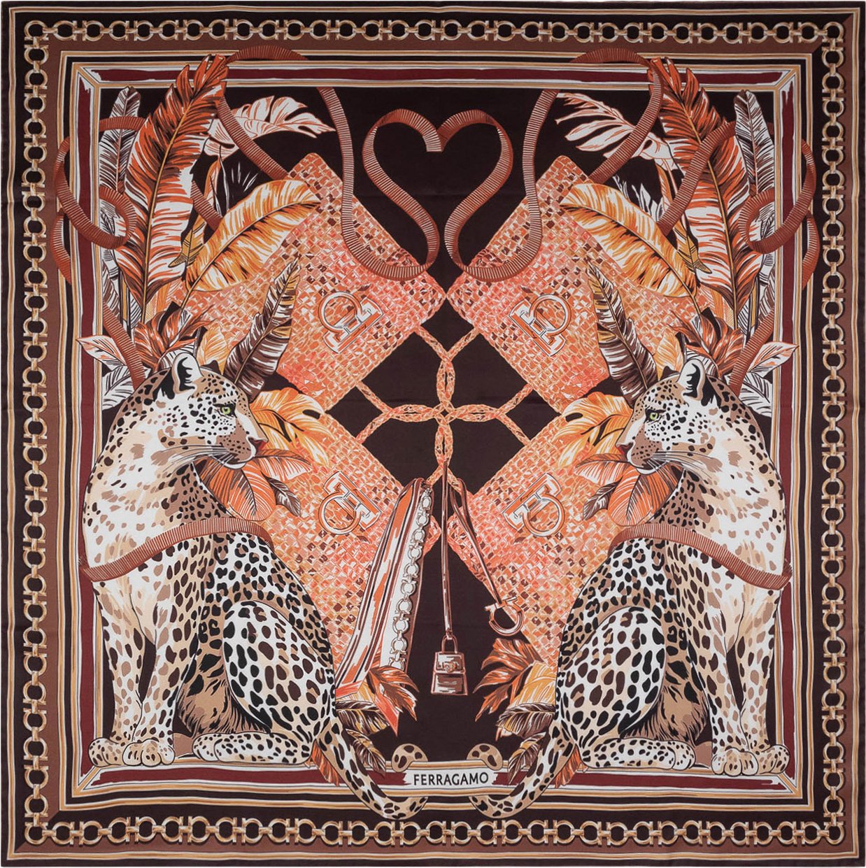 Ferragamo Foulard Felindra 90 con Stampa Animalier Bruin