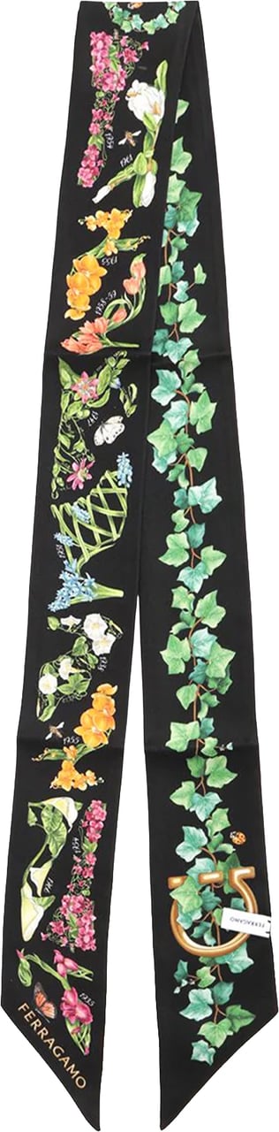 Ferragamo Mini Bandeau Edenshoe con Stampa Floreale Zwart