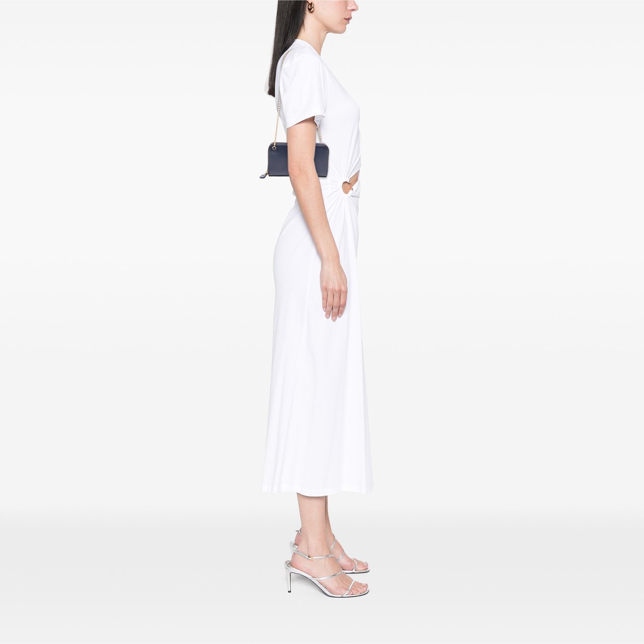 Ferragamo Leather Double Gancini Wallet on Chain Blauw