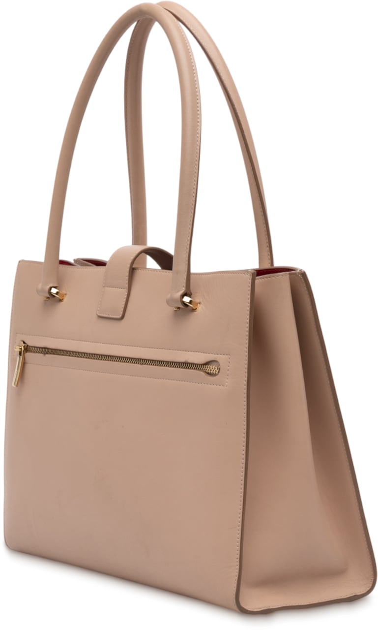 Ferragamo Leather Gancini Marlene Tote Bruin