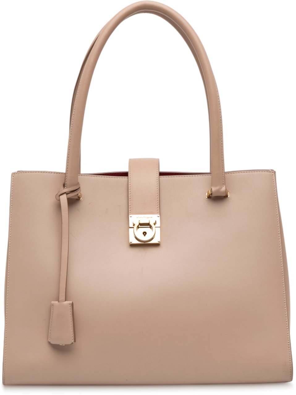 Ferragamo Leather Gancini Marlene Tote Bruin