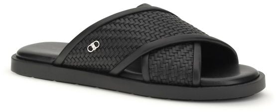 Ferragamo Black Calf Leather Bos Taurus Flat Sandals Zwart