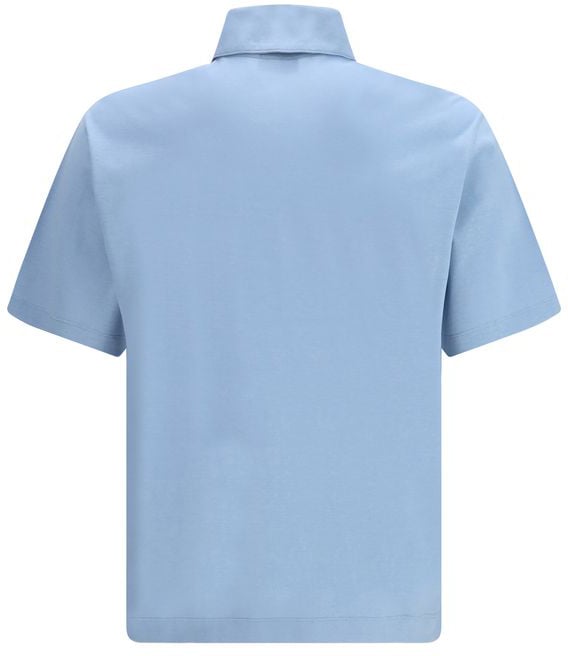 Ferragamo Blue Cotton Polo Shirt Blauw