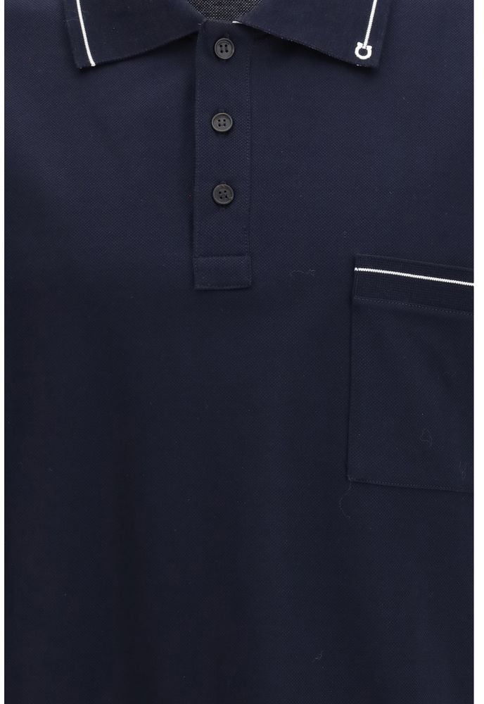 Ferragamo Blue Cotton Polo Shirt Blauw