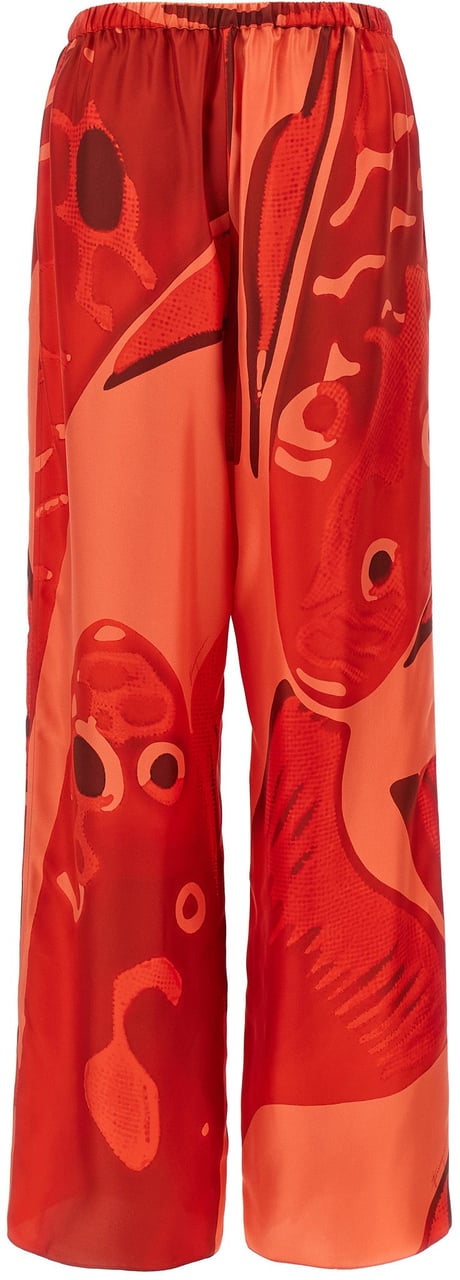 Ferragamo Multicolor Silk Casual Pants Rood