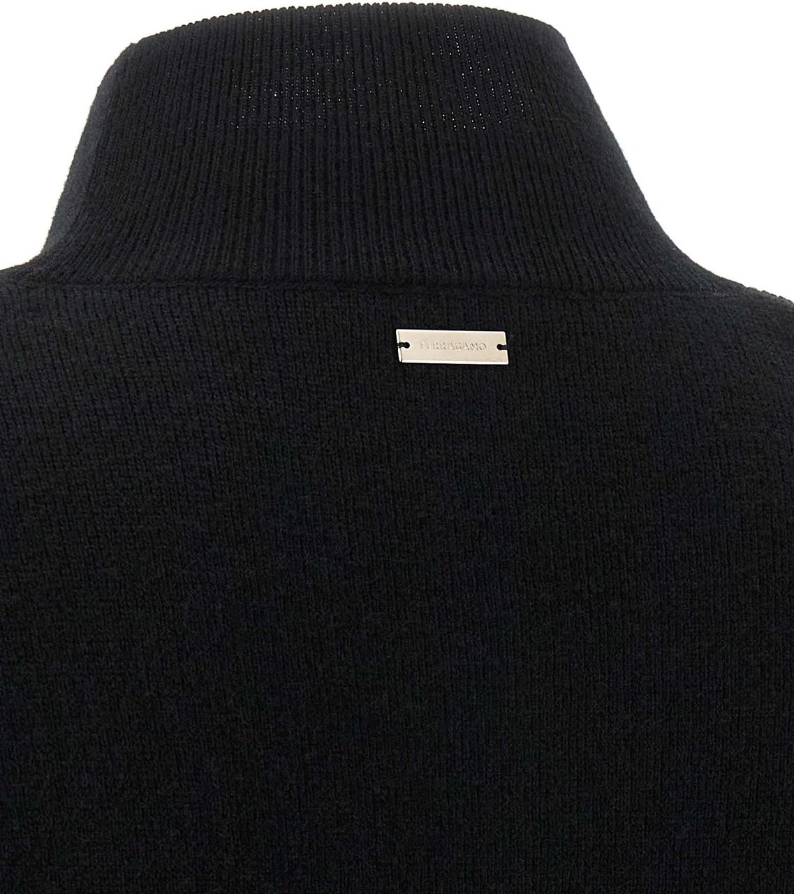 Ferragamo Black Virgin Wool Cardigan Zwart