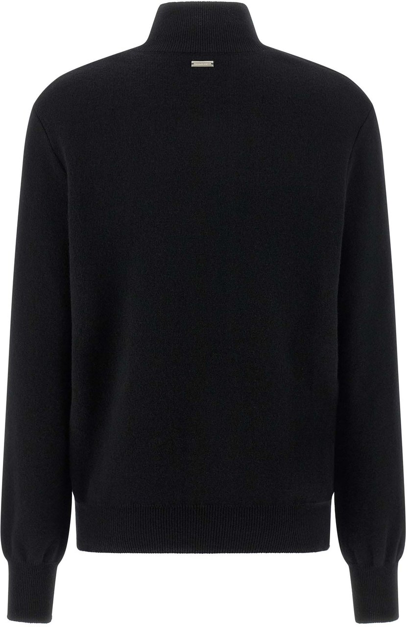 Ferragamo Black Virgin Wool Cardigan Zwart