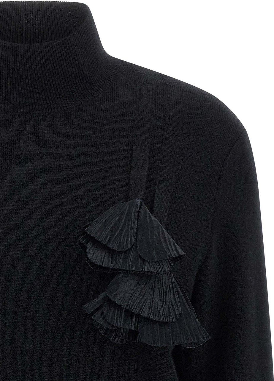 Ferragamo Black Virgin Wool Cardigan Zwart