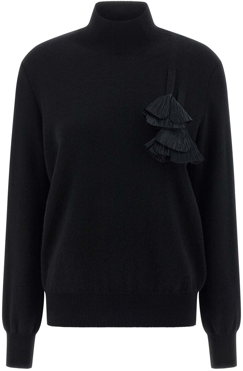 Ferragamo Black Virgin Wool Cardigan Zwart