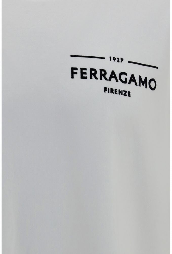 Ferragamo White Cotton T-Shirt Beige