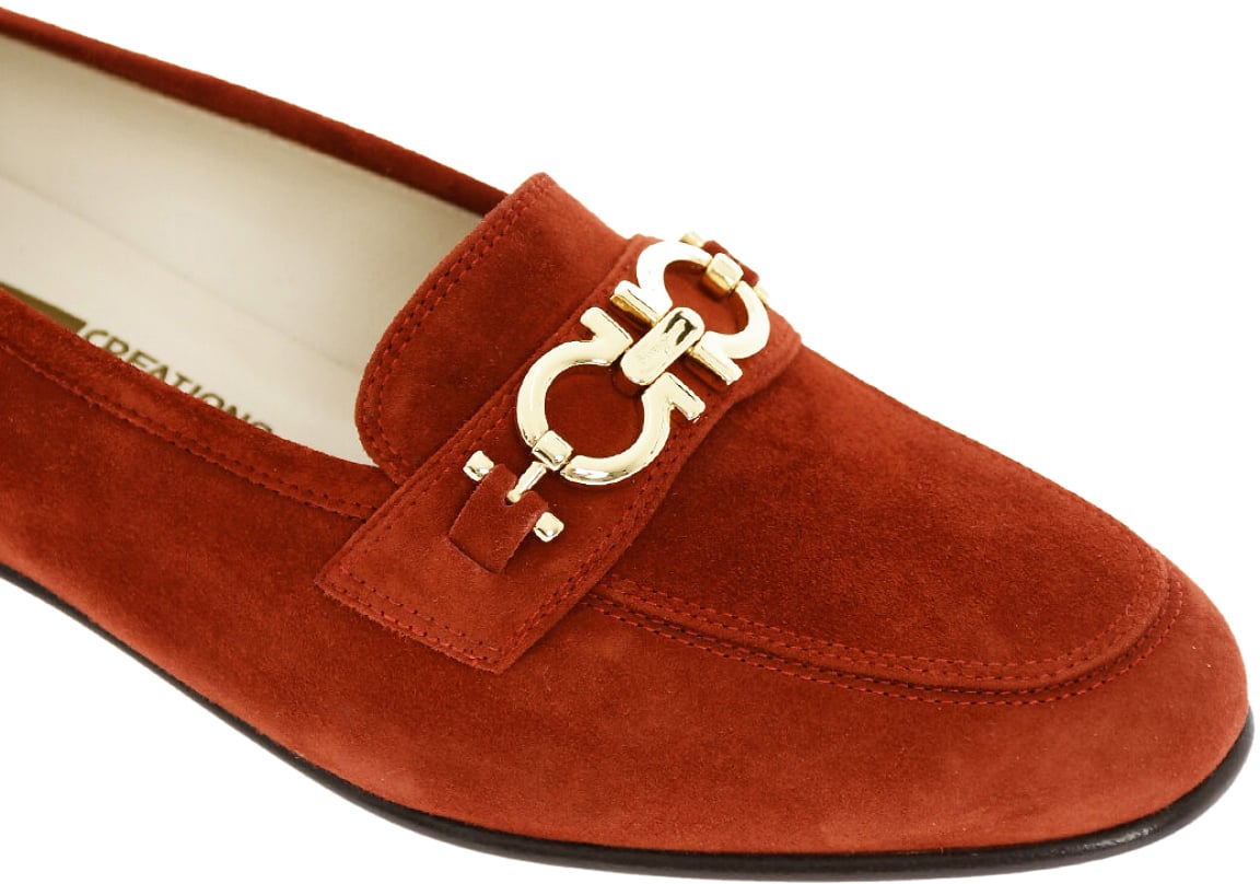 Ferragamo Babs Gancini Logo Loafers Rood